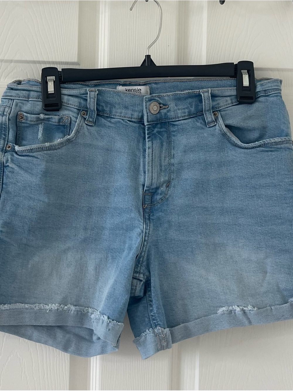 kensie Light Wash Denim Cutoff Shorts